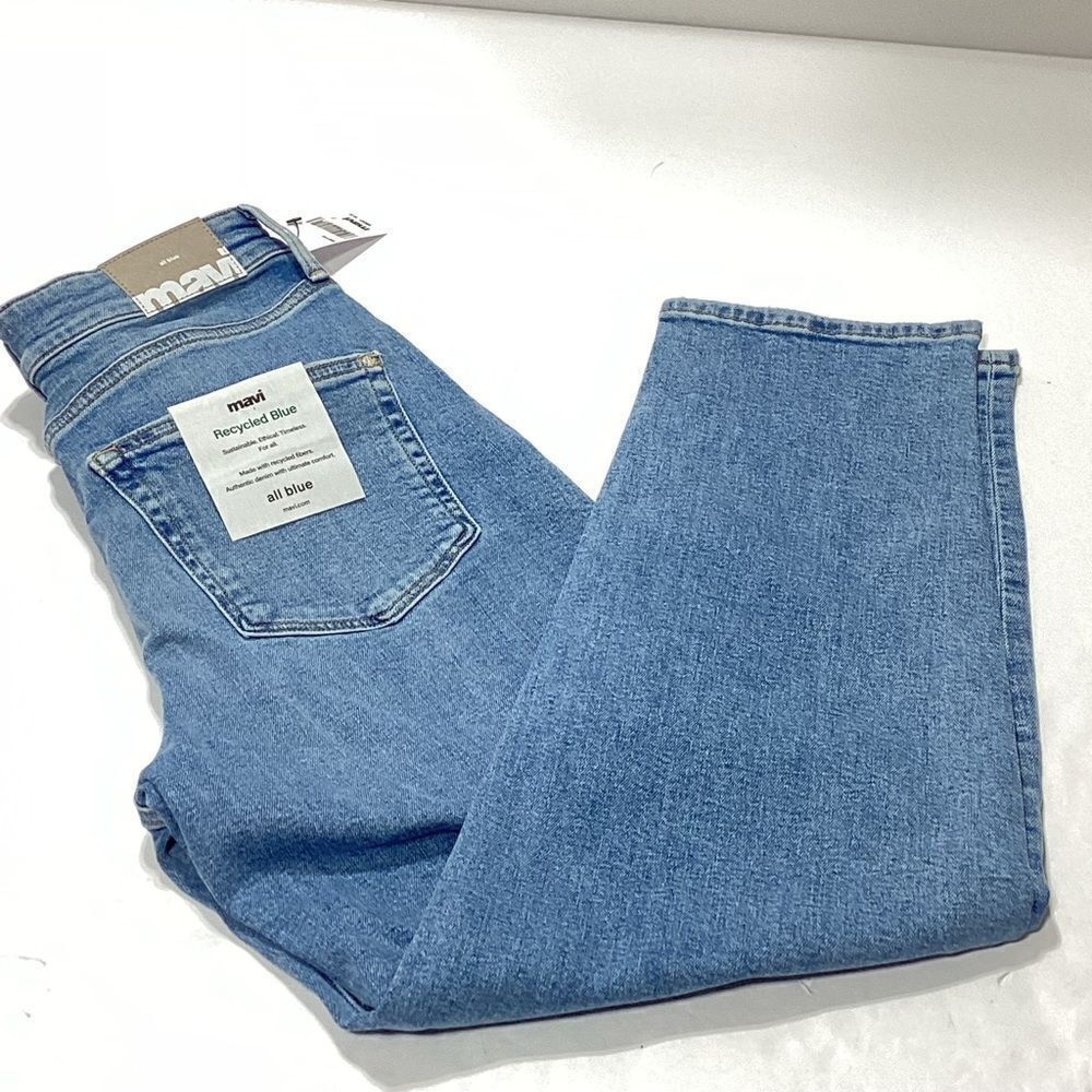 Mavi Luna High Rise Balloon Jeans Light Wash Distressed Size 27 NWT